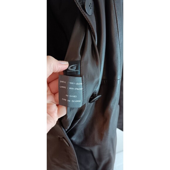 Kenneth Cole Reaction Brown Leather Jacket Full Length Sz XL - Picture 4 of 5